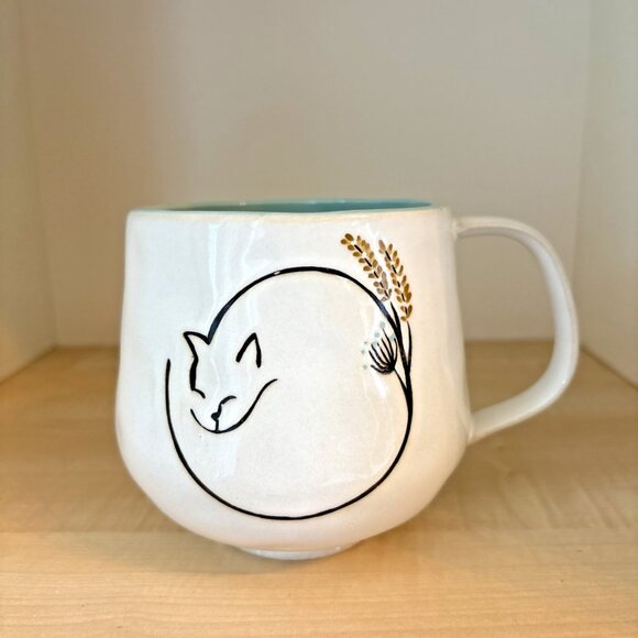 Anthropologie Cat Amos Coffee Tea Mug Aqua Blue Interior Glaze Stoneware - Picture 2 of 10